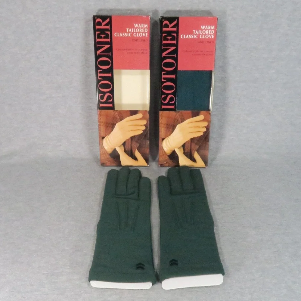 Isotoner Warm Tailored Classic Gloves Forest Knit Stretch Vintage NEW Lot of 2 - Picture 2 of 8
